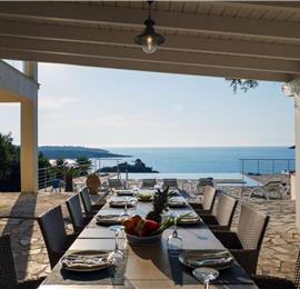 7 bedroom seafront luxury villa with pool & jacuzzi, near Acharavi, sleeps 14-15